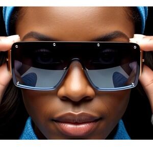 Oversized Shield Sunglasses Rivets Accents Fashion Trendy Sun Glasses Women 2026